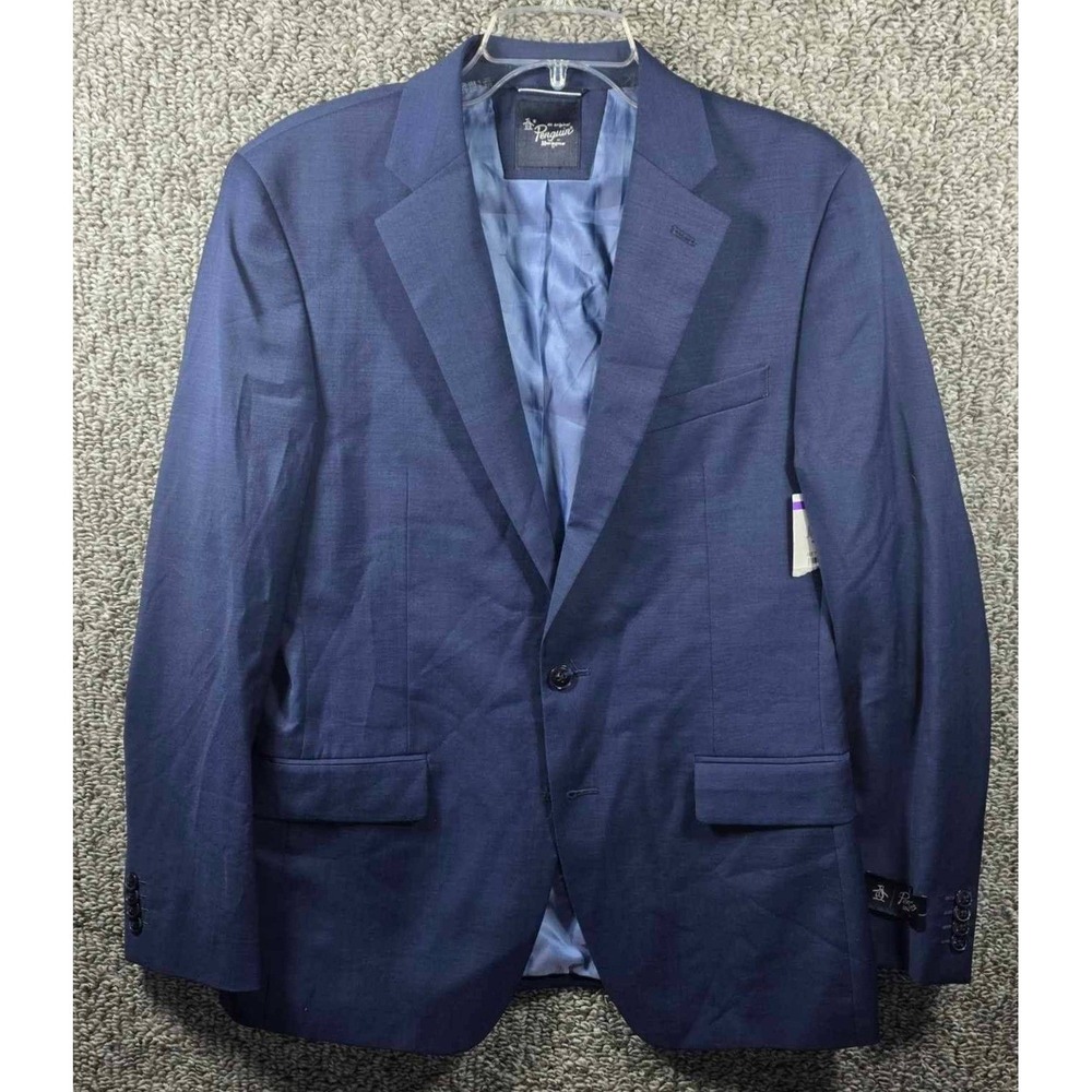 Original Penguin Blazer Blue Wool Blend Two Button Stretch Mens 40R‎